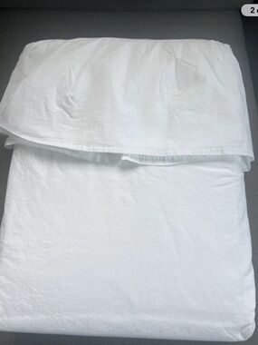 Inup home  Portugal King Sheet Set White Ruffled Raw Edge Cotton 4 pc